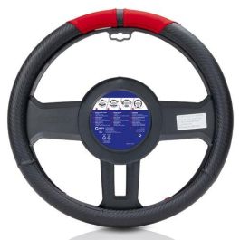 Sparco SPCS128RS Funda Volante Universal Rojo PVC y Caucho Elástico Duradero para Volantes de 37-38 cm. Agarre Cómodo, Antidesvanecimiento