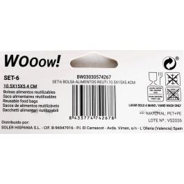 Wooow Set de 6 Bolsas de Alimentos Reutilizables 10.5X (36 Unidades)