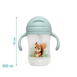 KioKids Taza Aprendizaje Ardilla Step 3 Pajita 300 mL Color Salvia +6 Meses