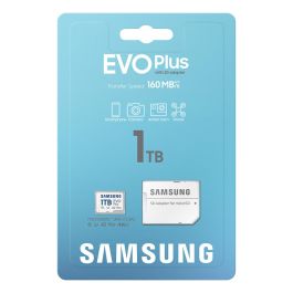 Samsung Tarjeta de Memoria EVO Plus 1TB microSDXC con Adaptador, Clase 10 U3 V30 A2, 160MB/s Lectura - MB-MC1T0SA/EU