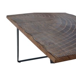 GINER Y COLOMER Mesa Comedor Acacia Natural con Patas de Metal Negro, Tapas Talladas a Mano, 4 cm de Grosor