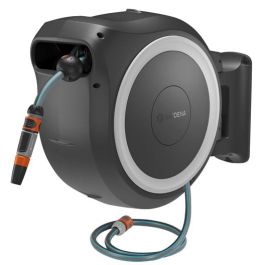 GARDENA Akku-Wand-Schlauchbox PowerRoll XXL P4A Solo, enrollador de manguera a batería 18V, 40 m, negro, resistente a las heladas, referencia 18647-55