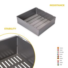 Emuca Kit de cajón metálico y bastidor regulable Quartz para armarios, guías de cierre suave y extracción total, Módulo 60cm, Acabado Titanio