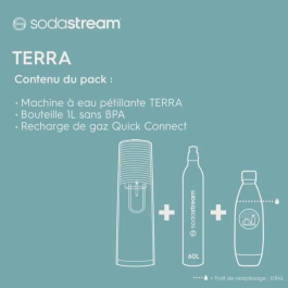 Sodastream Máquina TERRA Blanca con Botella 1L Compatible con Lavavajillas