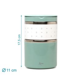 KioKids Termo 930 mL Acero Inoxidable Salvia para Sólidos y Papillas con 2 Compartimentos, Bebés +0 meses