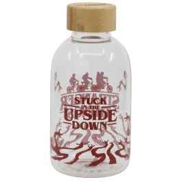 STOR Botella de Agua de Cristal Borosilicato Stranger Things 620ml con Tapón Hermético y Libre de BPA Reutilizable
