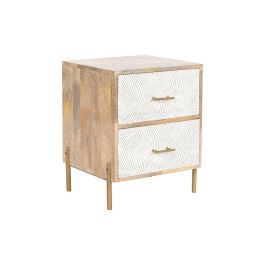 Mesita De Noche Moderno DKD Home Decor Natural Blanco 36 x 50 x 40 cm