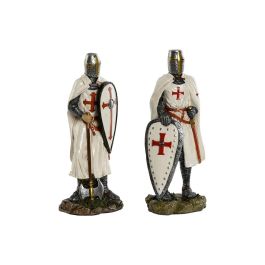 DKD Home Decor Figura de Decoración para el Hogar Templario Tradicional en Resina, Blanco y Rojo, 8x21x9 cm (Pack de 2 Unidades)