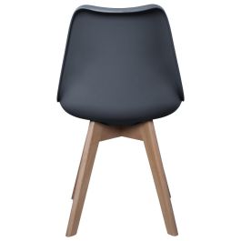Home Deco Factory Silla COPENHAGUE Acolchada Gris Diseño Escandinavo Patas Madera Haya 49x58 cm