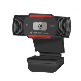 Conceptronic Webcam FHD Amdis04R 1080P USB, Micrófono con Reducción de Ruido, Compatible con Windows/Mac/Android, Plug and Play