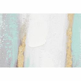 DKD Home Decor Cuadro Moderno Abstracto Lienzo MDF Azul Verde Blanco Dorado 80x80 cm Pack 2 Unidades