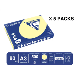 Trophee Papel Color A3 80gr Canario Pastel Paquete 500 Hojas