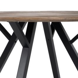 Mesa Comedor Marrón-Negro Dm-Metal Salón 120 X 120 X 75 cm