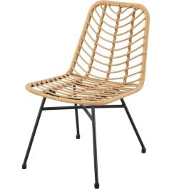 Conjunto de 2 sillas de jardín - Imitación ratán natural - Estructura de acero - L 63,5 x A 86 x P 48 cm