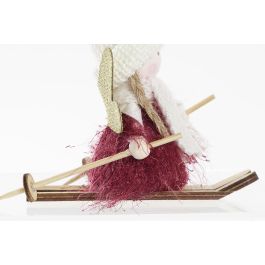 DKD Home Decor Figura Navidad Fantasía Hada Esqui Burdeos Blanco Dorado MDF Poliéster Surtido (12 Unidades)