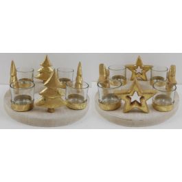DKD Home Decor Portavelas Navidad Moderna Dorado Natural 21 x 21 cm (2 Unidades) Precio: 28.49999999. SKU: B1G3P2XWW2