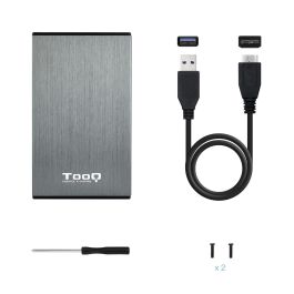 TooQ TQE-2527G Caja Externa USB 3.1 Gen 1 para Disco Duro HDD/SSD 2.5" SATA I/II/III hasta 4TB Aluminio Gris Compatible Windows Mac Linux
