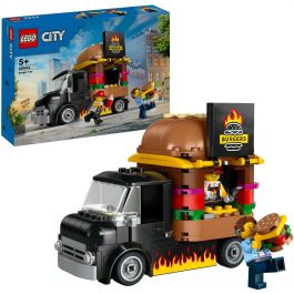 LEGO 60404 Camión Hamburguesería City, Puesto de comida móvil con forma de hamburguesa gigante y minifiguras +5 años