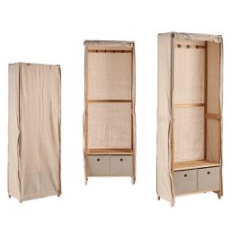 Perchero de Tela con 2 Cajones Natural Kipit 58x168x31 cm - Madera y Tela Beige (3 Unidades) Precio: 185.49999985. SKU: S3609912