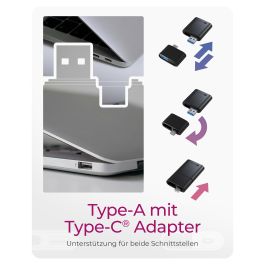 ICY BOX IB-CR204-CU3 Lector de Tarjetas 2 en 1 USB 3.2 Gen 1 para SD, MicroSD, SDXC, SDHC hasta 2 TB, 170 MB/s, Negro