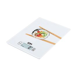 Edm Báscula Digital de Cocina 5kg, LCD Táctil, Cristal, Mide Volumen, 1g Precisión, Incluye Pila