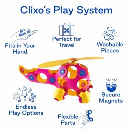 GIPSY TOYS AAADG59402 Clixo Crew Pack Rosa/Amarillo - Juego de Construcción Magnético Flexible - 30 Piezas - A partir de 4 Años