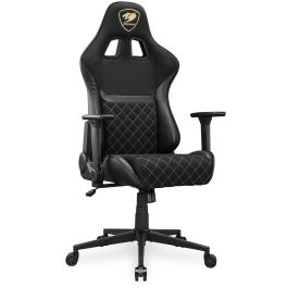 COUGAR Armor One V2 Gold F - Silla Gaming Universal de Tela/PVC, ergonómica, reclinable, hasta 120kg, Negro/Oro