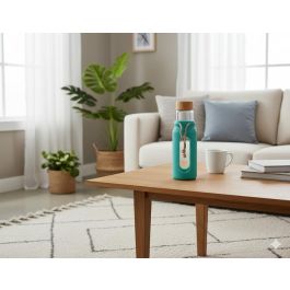 Bewinner Botella de Agua de Vidrio y Silicona 560ml 7x7x22.5 cm