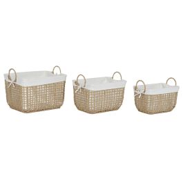 Cesta Moderno DKD Home Decor Natural Blanco 34 x 36 x 45 cm Set de 3