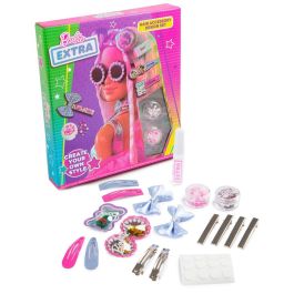 MATTEL Set Accesorios Pelo Barbie - 10 Clips, Lazos, Perlas, Gemas y Pegamento para Niñas 3+ Años
