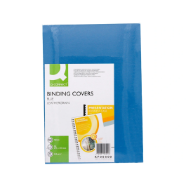 Q-connect Tapa de Encuadernación Cartón Simil Piel DIN A4 Azul Caja 100 Unidades