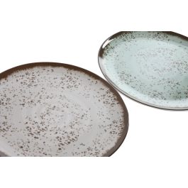 DKD Home Decor Plato Basicos Melamina Azul Blanco 28x28x1 cm (12 Unidades)