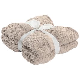 DKD Home Decor 2c25 Manta Sofá Urban Beige de Punto Poliéster 170x130 cm (Pack 2 Unidades)