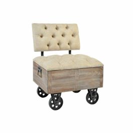 Banqueta DKD Home Decor Abeto Natural Negro Beige Poliéster (61 x 51 x 77 cm)