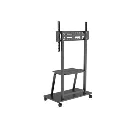 Vivolink Soporte móvil para pantallas de 37" a 100", 150 kg de carga máxima. Ideal para educación y videoconferencia con estantes.