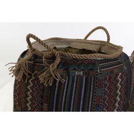 DKD Home Decor Cesta Boho Multicolor Fibra Algodón 41 x 41 x 40 cm (2 Unidades)