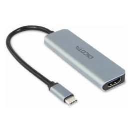 DICOTA D32060 Adaptador USB-C 5 en 1 con HDMI 4K, USB-A, USB-C y Carga Rápida PD 100W, Color Plateado