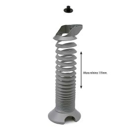 CAMAR Pasacable Gusy flexible para gestión de cables en mesas de oficina, fabricado en plástico ABS gris RAL 9006, con muelle extensible para diversas alturas.