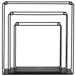 Home Deco Factory Juego 3 Estantes Metal Cuadrado Black Forest Pared Grande 30x10 Mediano 25x10 Pequeño 20x10