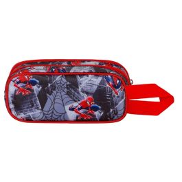 Marvel Spiderman Estuche Portatodo 3D Doble Symbol con Relieve, Gris, 8x22x10 cm, 1.50 L