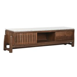 DKD Home Decor Mueble TV Oriental Moderno de Diseño para Salón, en Madera de Acacia y Terrazo - Colección Terrazo 166x46x52 cm
