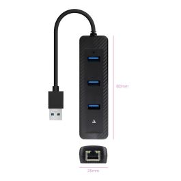 Nanocable Conversor USB 3.0 a Ethernet Gigabit + 3 Puertos USB 3.0 para PC y Portátil, Plug & Play