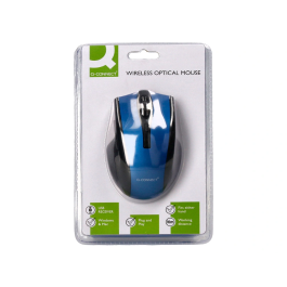 Q-connect Ratón Óptico Inalámbrico 2.4 GHz 1000 DPI Receptor USB Azul