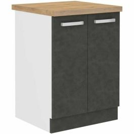 Armario bajo con 2 puertas batientes - Gris mate - L 60 x P 51,6 x H 85 cm - LASSEN Armario bajo con 2 puertas batientes - Gris mate - L 60 x P 51,6 x H 85 cm - LASSEN