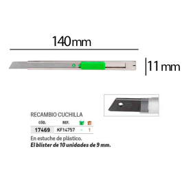 Q-connect Cúter Metálico Estrecho Cuchilla 9 mm con Clip Blíster 1 unidad