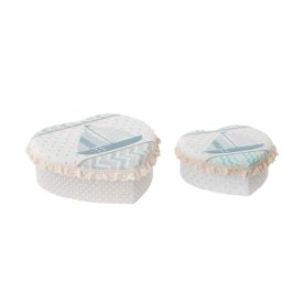 DKD Home Decor Caja Decorativa Mediterraneo, Colección Velero, Set de 2, Hecha a Mano, Reciclable, 10x7x19 cm