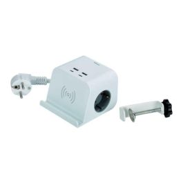 Simon - Base Combiflat 2 Tomas Schuko 16A 250V + 2 USB-A + 2 USB-C + Carga Inalámbrica 10W con Soporte y Fijación, Blanco