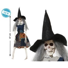 Figura Esqueleto de Bruja con Vestido Patchwork y Sombrero 47 cm - Decoración Cuento Macabro Halloween Precio: 4.58999948. SKU: B19BMZWZLM