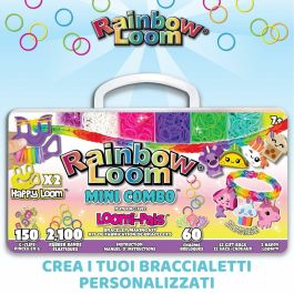 Bandai BAN1738045210754 Rainbow Loom Mini Combo Set Loomi Pals - Caja para hacer pulseras con 2100 elásticos y 60 charms