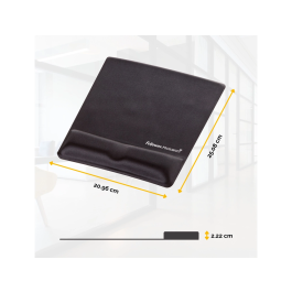 Fellowes Alfombrilla con Reposamuñecas de Gel Negro Canal Health-V Ergonómico Prevención Túnel Carpiano 222x209,6x251 mm